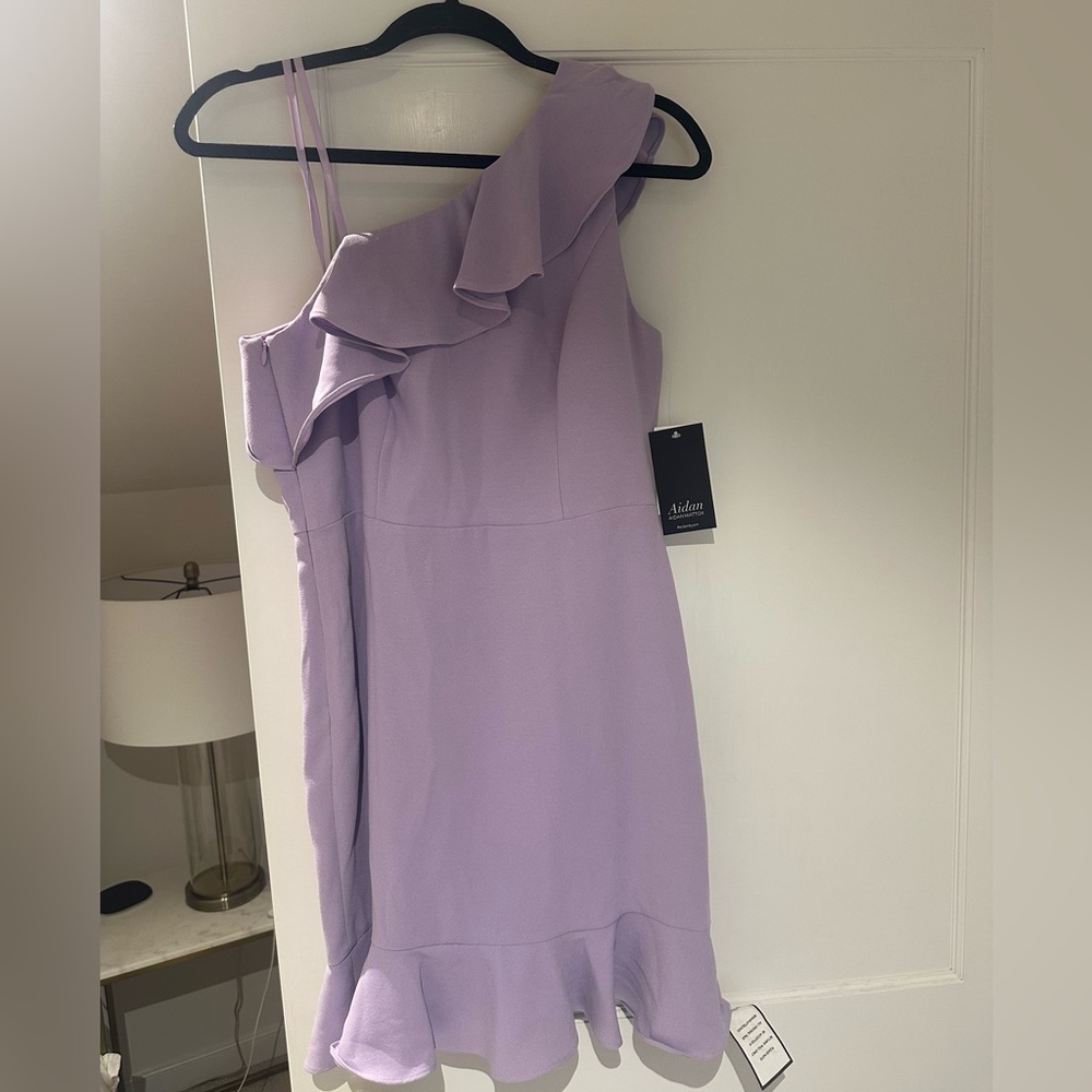 Aidan by Aidan Mattox Purple One-Shoulder Sheath Dress